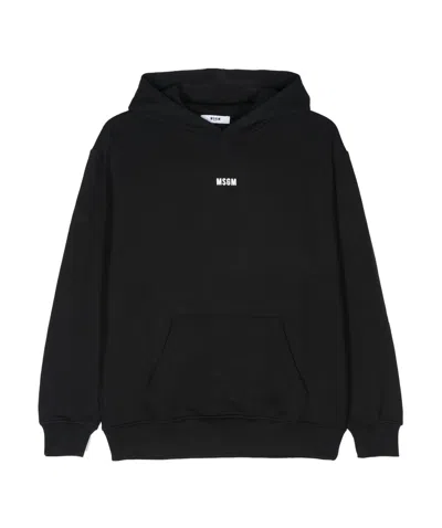 Msgm Logo-print Cotton Hoodie In Black