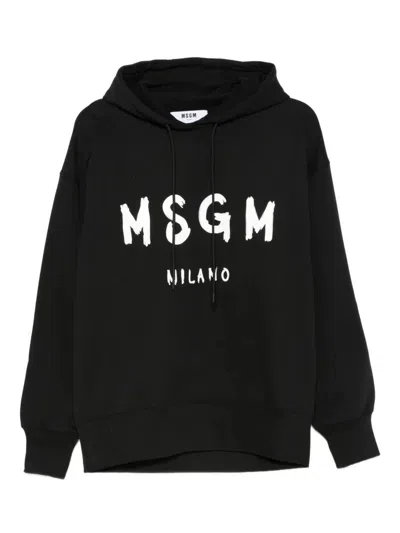 MSGM MSGM LOGO PRINT COTTON HOODIE CLOTHING