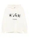 Msgm Logo Print Cotton Hoodie Clothing In White