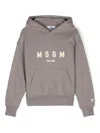 Msgm Hoodie Mit Logo-print In Grau