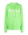 Msgm Logo-print Cotton Hoodie In Green