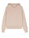 Msgm Logo-print Cotton Hoodie In Neutrals