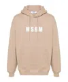 Msgm Logo-print Cotton Hoodie In Beige