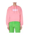 Msgm Logo Printed Hooded Sweater In Pink