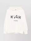 Msgm Logo Print Cotton Hoodie Clothing In White