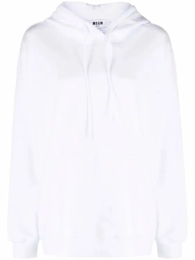 Msgm Logo-print Cotton Hoodie In White