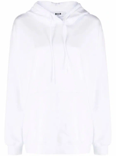 Msgm Cotton Hoodie In White