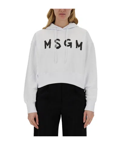 MSGM MSGM LOGO PRINTED DRAWSTRING HOODIE