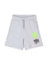 Msgm Logo-print Cotton Shorts In Grey