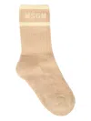 Msgm Logo-print Cotton Socks In Neutral