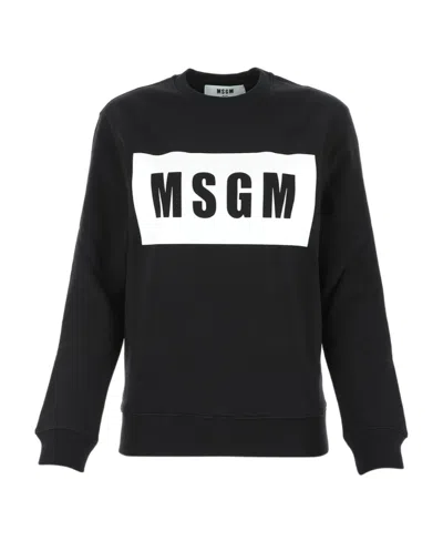 Msgm Logo-print Cotton Sweater In Black