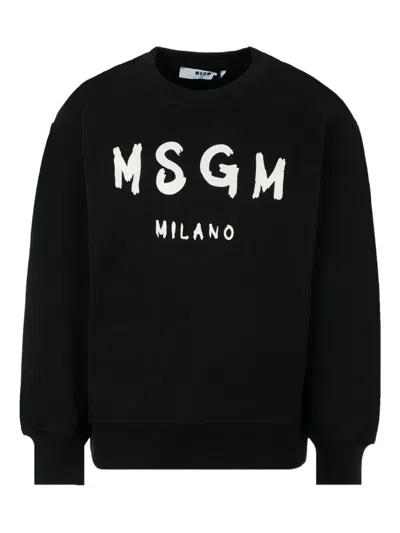 Msgm Kids' Logo-print Cotton Sweatshirt In Black