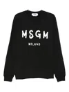 Msgm Logo Print Cotton Sweatshirt In Black