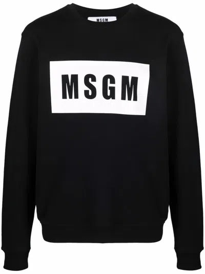 Msgm Logo-print Cotton Sweatshirt In Black
