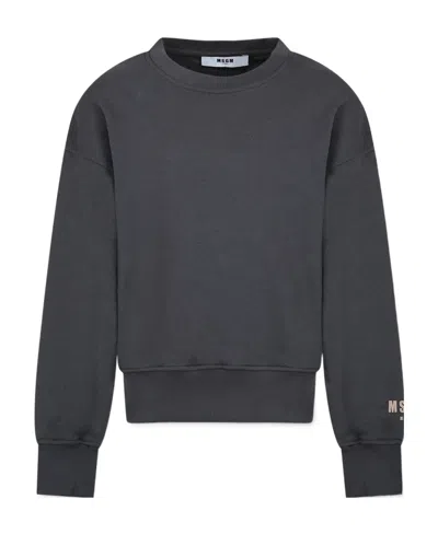 Msgm Logo-print Cotton Sweatshirt In Black