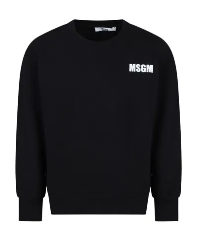 Msgm Logo-print Cotton Sweatshirt In Black