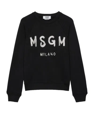 Msgm Logo-print Cotton Sweatshirt In Black