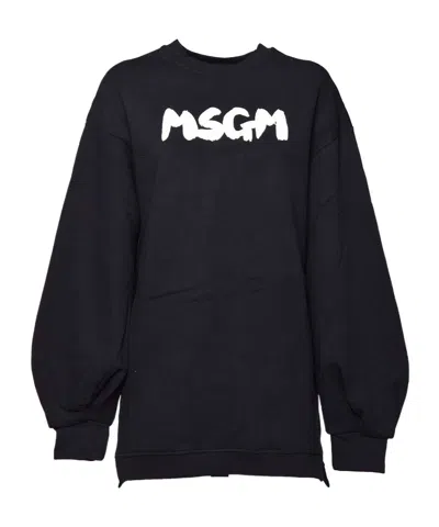 Msgm Logo-print Cotton Sweatshirt In Black