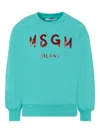Msgm Logo-print Cotton Sweatshirt In Green
