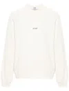 Msgm Logo-print Cotton Sweatshirt In Neutrals