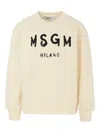 Msgm Logo-print Cotton Sweatshirt In Nude