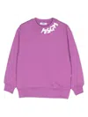 Msgm Logo-print Cotton Sweatshirt In Purple