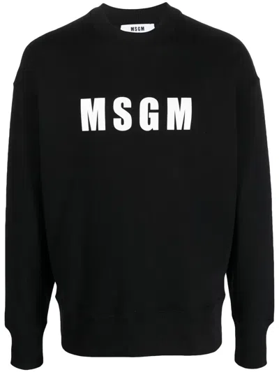 Msgm Logo-print Cotton Sweatshirt In Black