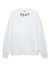 Msgm White Cotton Crewneck Sweatshirt With Logo Print On The Neck In White