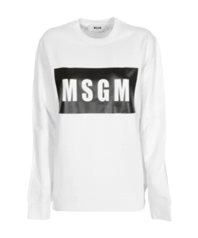 Msgm Logo-print Cotton Sweatshirt In White