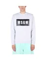 Msgm Logo Print Cotton Sweatshirt In White
