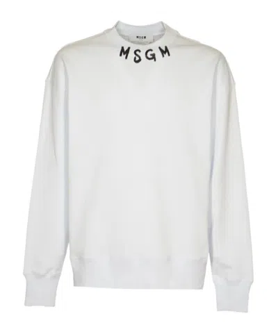 Msgm Logo-print Cotton Sweatshirt In White