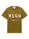 Msgm Logo Print Cotton T-shirt Clothing In Brown