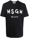 Msgm Cotton T-shirt With Front Printed Logo In Black
