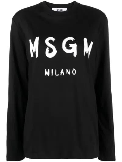 Msgm Logo-print Cotton T-shirt In Black