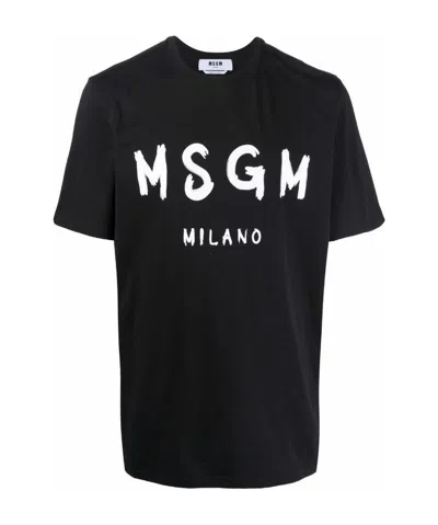 MSGM MSGM LOGO PRINTED CREWNECK T-SHIRT