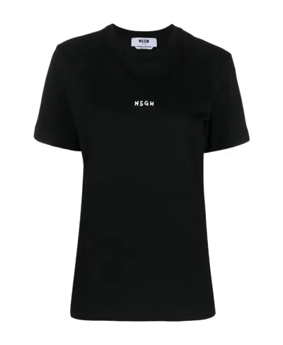 Msgm Logo-print Cotton T-shirt In Black