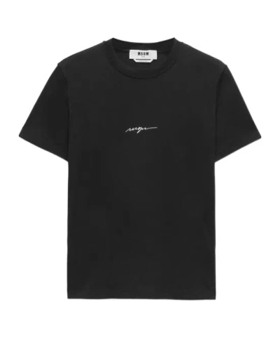 Msgm Logo-print Cotton T-shirt In Nero Neri E Grigi