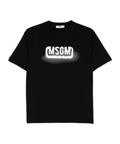 Msgm Logo-print Cotton T-shirt In Black