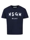 Msgm Logo-print Cotton T-shirt In Blue