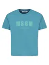 Msgm Logo-print Cotton T-shirt In Blue