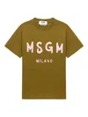 Msgm Logo Print Cotton T-shirt Clothing In Green