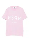 Msgm Logo Print Cotton T-shirt Clothing In Pink