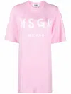 Msgm Logo-print Cotton T-shirt Dress In Rosa