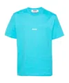 Msgm Embroidered-logo Cotton T-shirt In Green