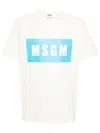 Msgm Macro Logo White Blue T-shirt In Neutrals