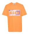 Msgm Logo Crew Neck T-shirt In Orange