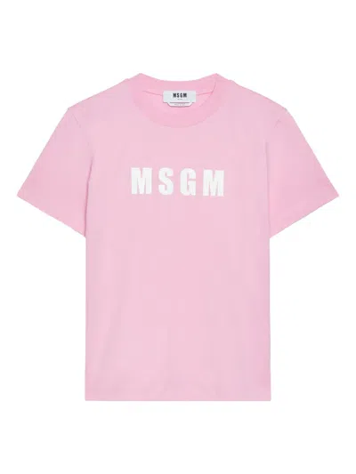Msgm Logo-print Cotton T-shirt In Pink
