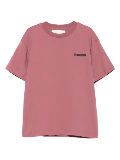 Msgm Kids' Logo-print Cotton T-shirt In Pink