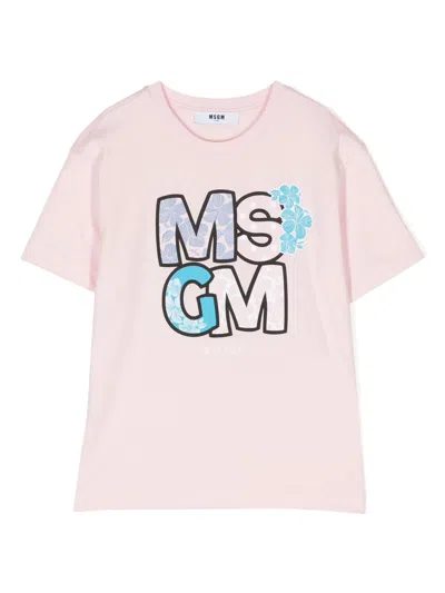 Msgm Kids'  Girls Pink Cotton T-shirt