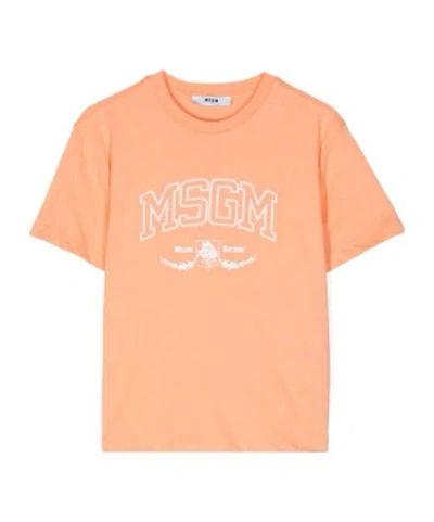 Msgm Logo-print Cotton T-shirt In Pink